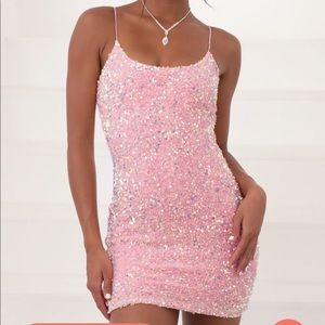 Iridescent Sequin Bodycon Dress in Pink